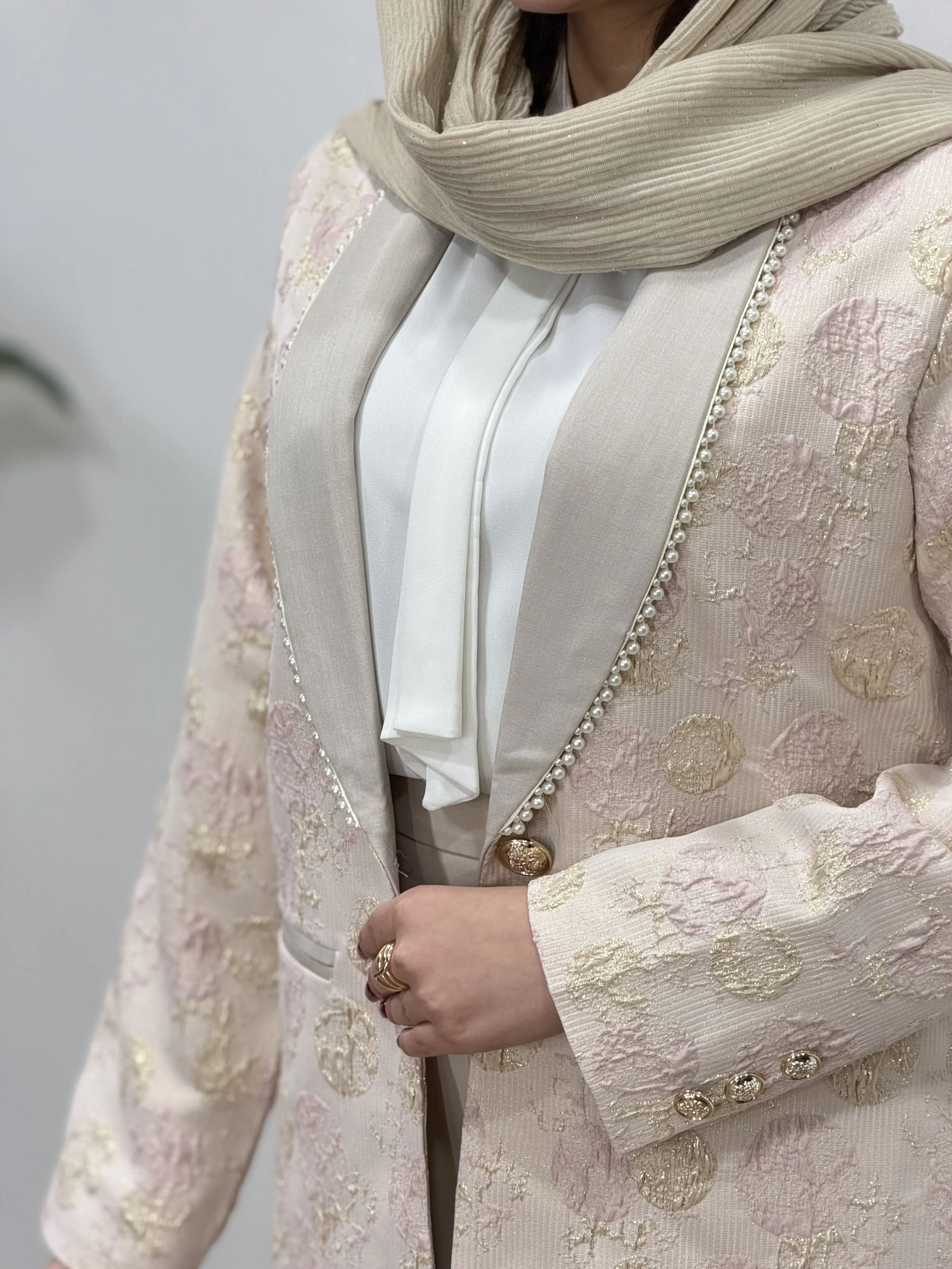 مانتو کتی ژاکارد مروارید دوزی ویونا